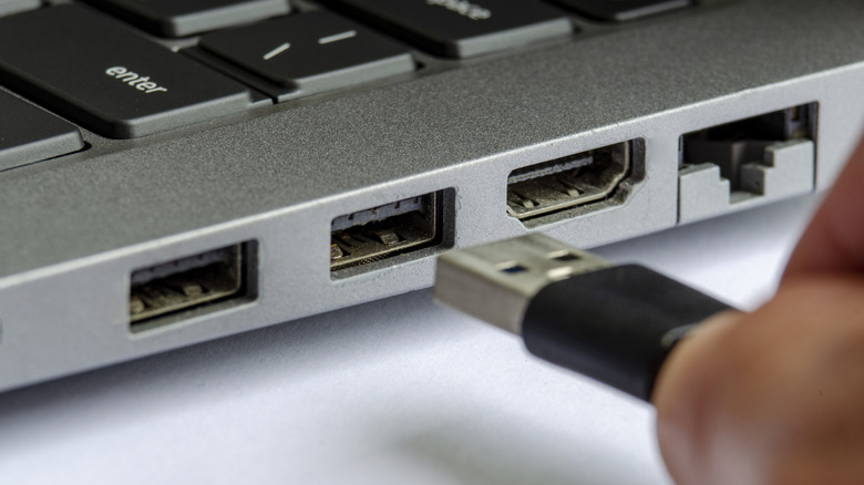 USB ports on a laptop