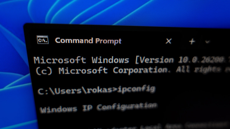 The Windows Command Prompt showing an 