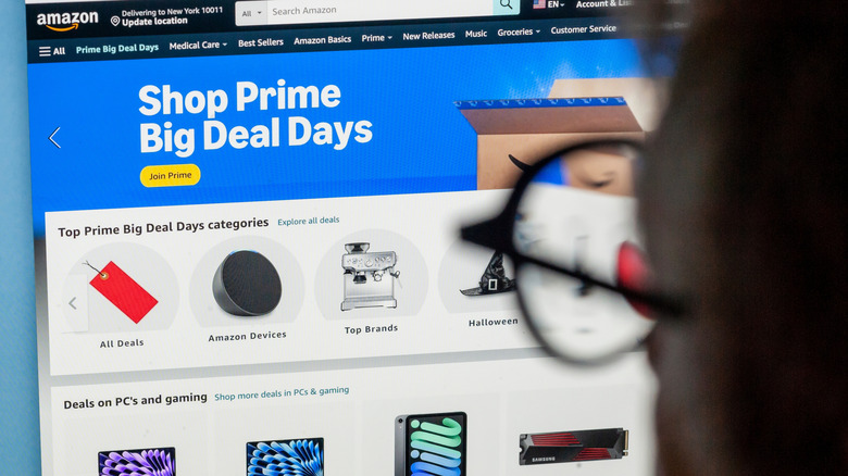 Someone looking at a desktop view of Amazon Prime Big Deal Days home page.
