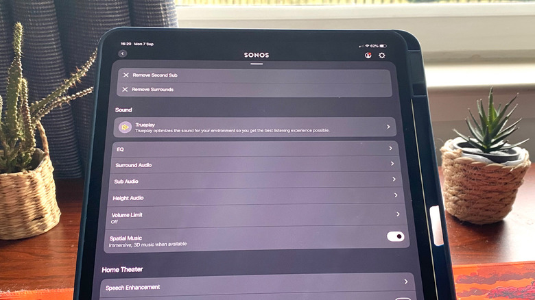 The Sonos app running on an iPad.