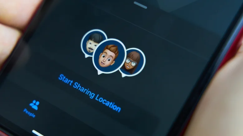A close-up of an iPhone screen showing sharing location with people.