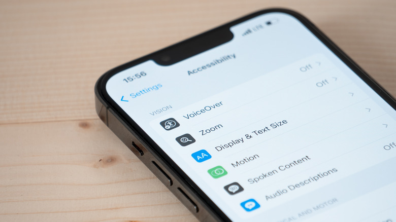 An iPhone on the Accessibility settings screen.