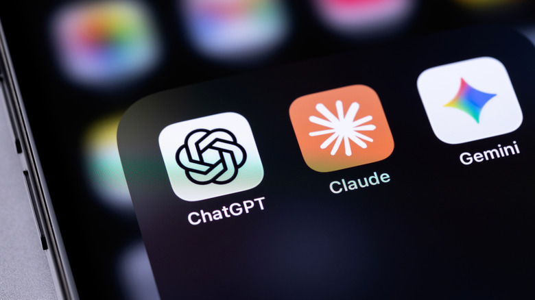 Chatbot app icons on a phone.