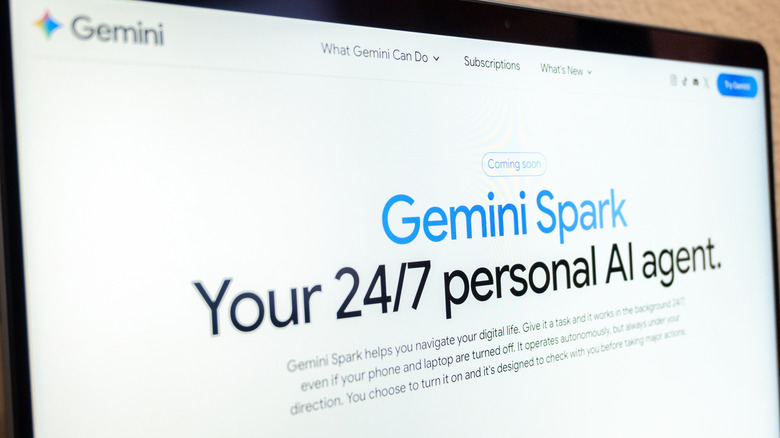 The Google Gemini Spark website on a laptop screen.