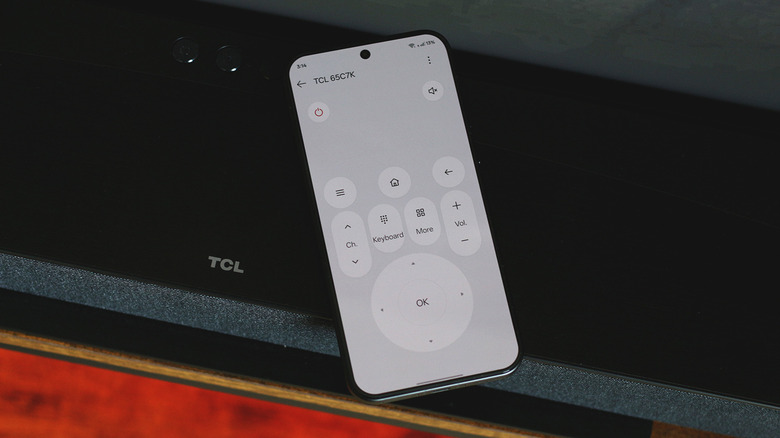 An Android phone with a remote control app.