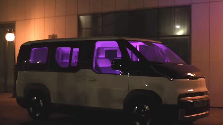 A van that's being sanitized with UVC lights.