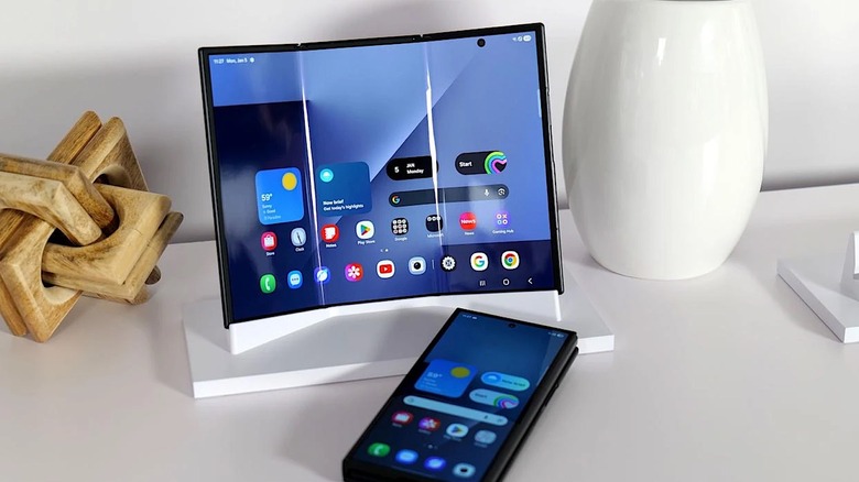 The Galaxy Z TriFold, next to the Galaxy Z Fold 7.