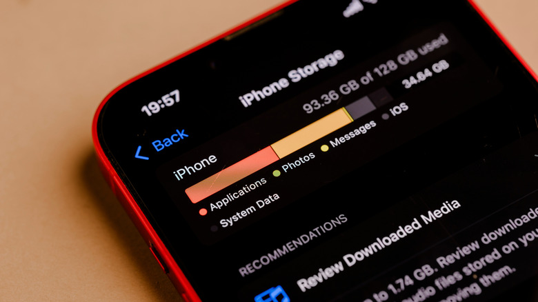 An iPhone Storage screen showing that the phone's memory is almost full.