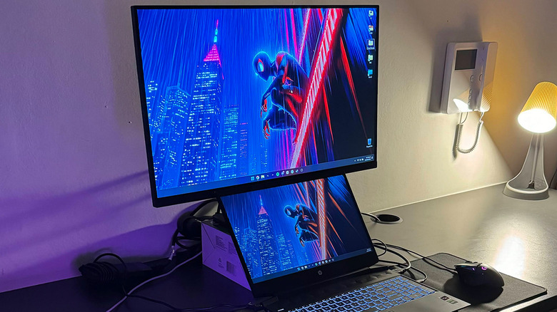 A dual-display setup with a laptop and a monitor
