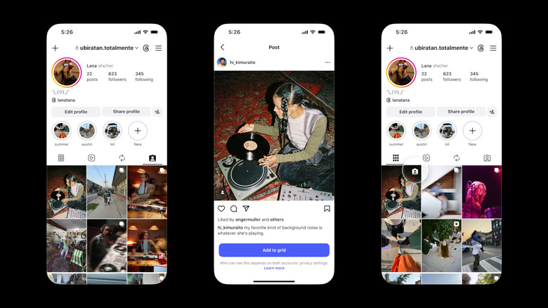 Screenshots of the Instagram app
