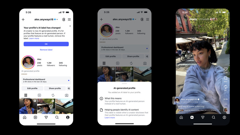 The Instagram app with new 