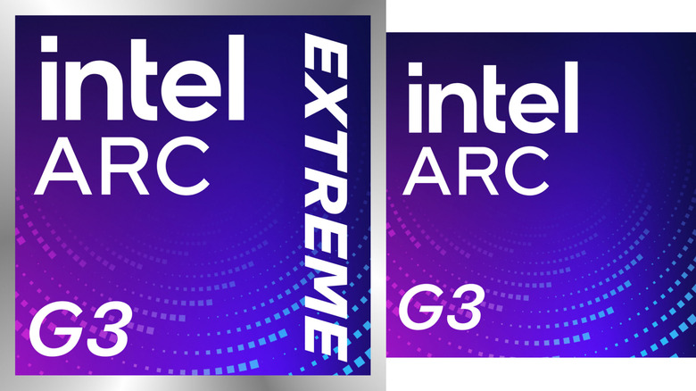 Intel's Arc G3 and G3 Extreme logos.