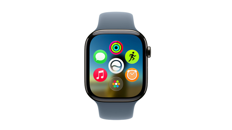 An Apple Watch showing off watchOS 27's new app grid.
