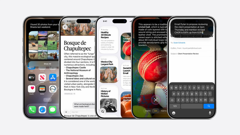 Multiple screenshots of new Siri features from iOS 27.
