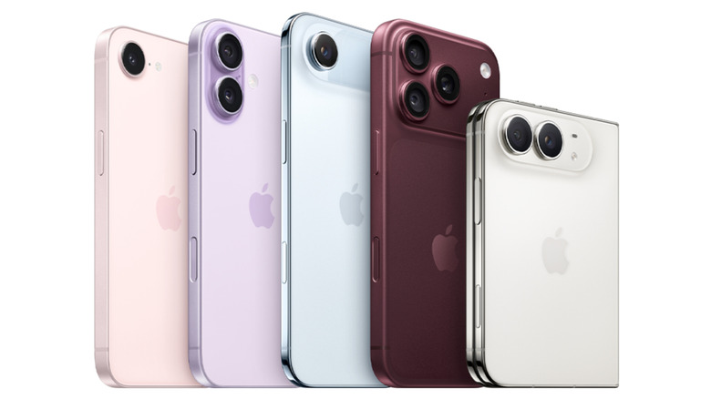 A row of the latest iPhone models including iPhone 18 Pro and iPhone Duo.
