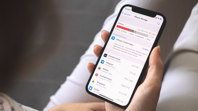 iPhone storage settings.