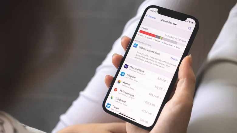 iPhone storage settings.