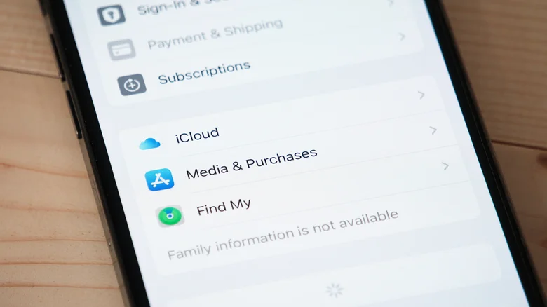 iCloud settings menu on an iPhone.