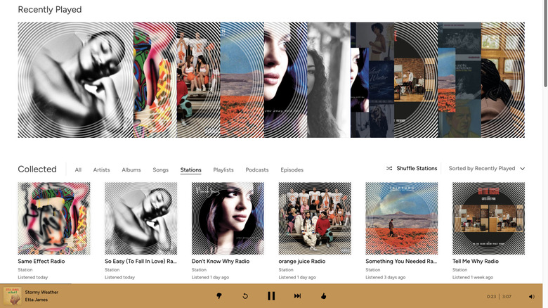 A look at the My Collection tab in Pandora.