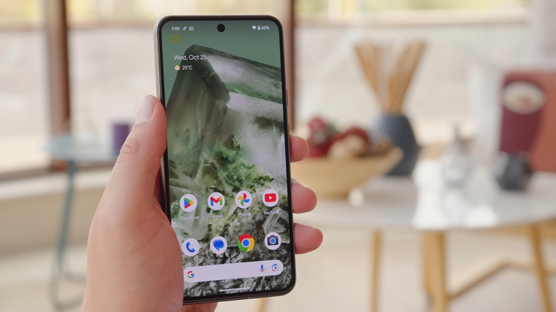 Person holding a Pixel 8 smartphone.