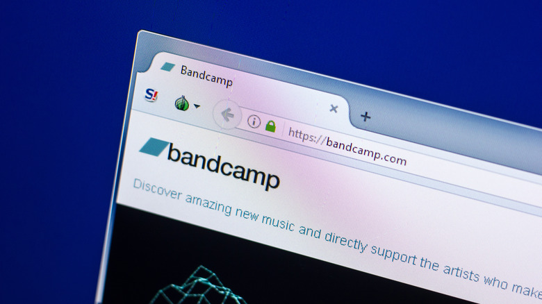 A photo of the homepage for Bandcamp's music storefront.