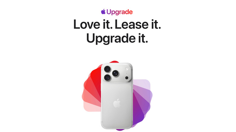 Screenshot of the Apple Upgrade website, aying: "Love it. Lease it. Upgrade it."
