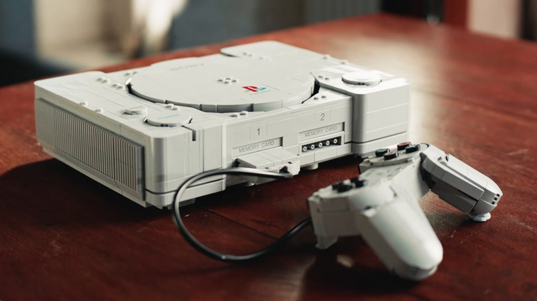 Lego PlayStation on brown table