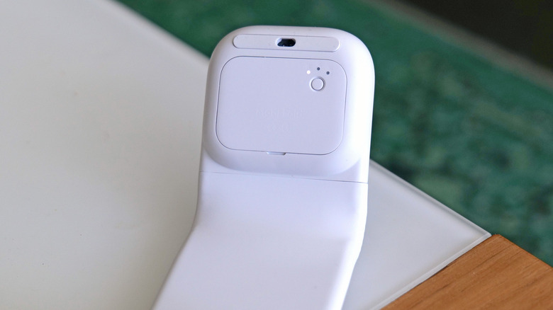 The bottom of the Logitech Mobi Fold with its quick switching pairing button.