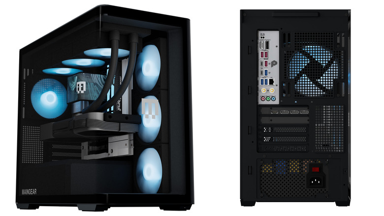 MainGear's 3D render of its zero-cable desktop computer concept showing components and rear