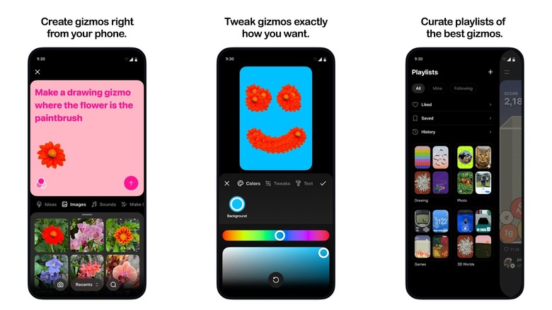 Illustrations of smartphones displaying the app Pocket from Meta Platforms, which lets users vibe-code interactive experiences.