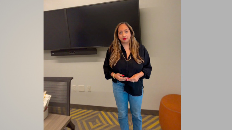 A holographic avatar of a Meta product manager during a demo on the company's new VR glasses.