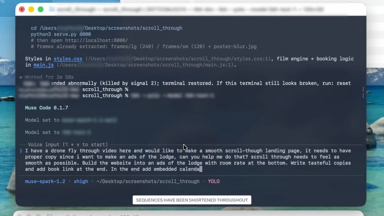 A screenshot of Muse Code working in a Terminal window