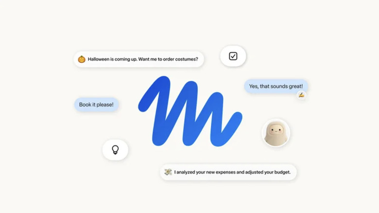 Illustration of Meta's Muse AI agent showing it's logo in the center of example prompts and responses.