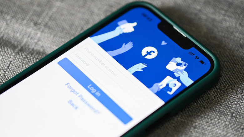 The Facebook login page on an iPhone.
