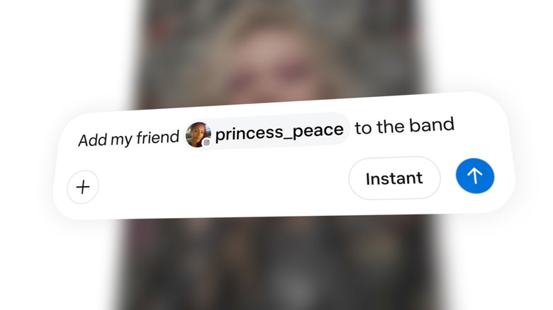 An image of a prompt tagging an Instagram account in the Meta AI app.
