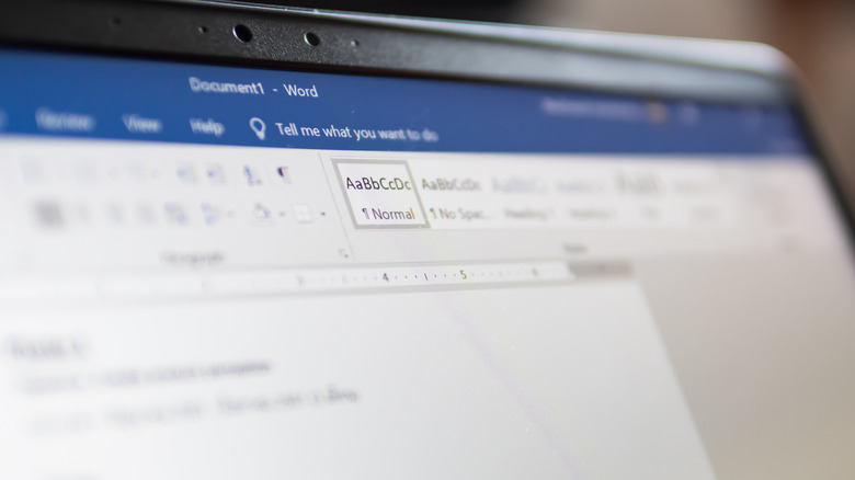 Microsoft Word on a laptop display