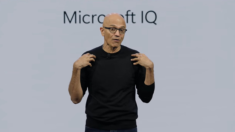 Microsoft CEO Satya Nadella onstage.