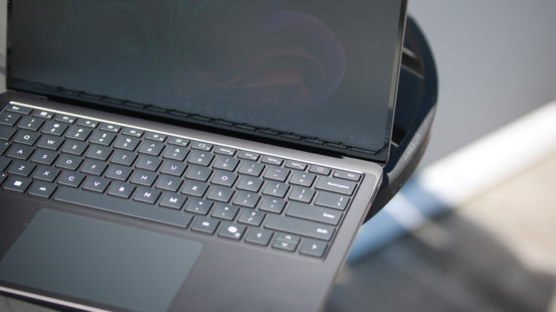 A top down view of the Surface Laptop's keyboard and trackpad.