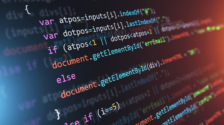 Computer screen showing Javascript.