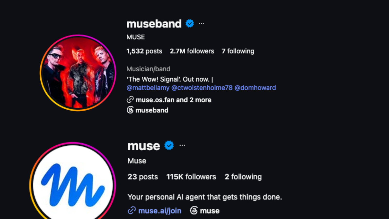 Muse, the band, lost its social media handles to Muse, Meta's new AI agent