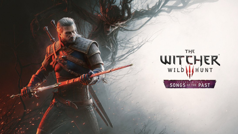 The Witcher 3: Songs of the Past teaser image, with protagonist Geralt and a tree monster.