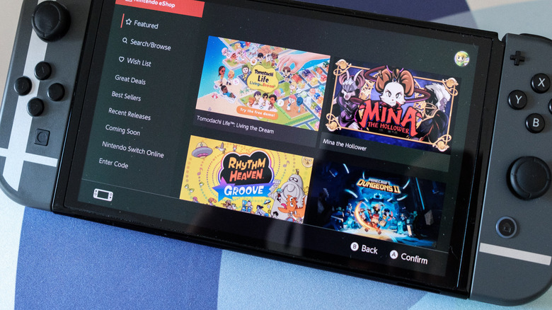 A Nintendo Switch in its dock