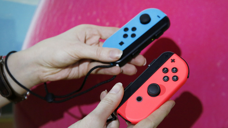 The blue and red Joy-Cons for the Nintendo Switch.