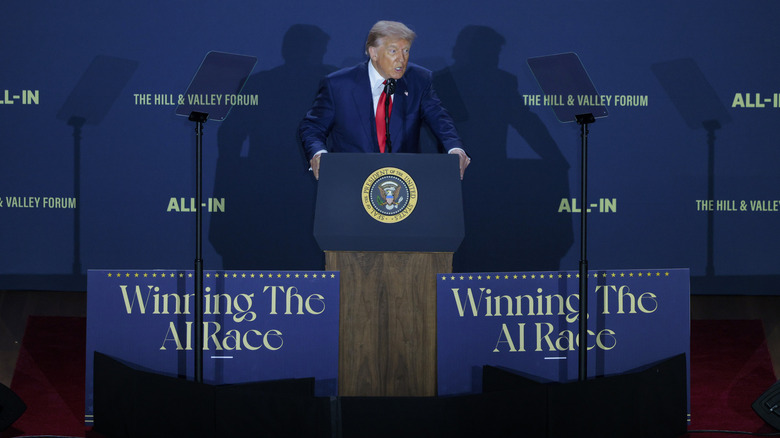 President Donald Trump during an AI-themed event.