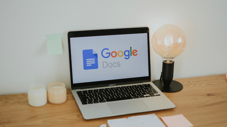 Google Docs logo on a laptop.