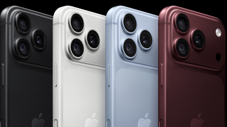 Four iPhones stacked, cameras up.