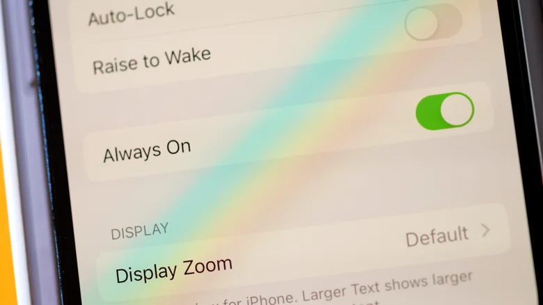 The Always On setting screen on an iPhone.