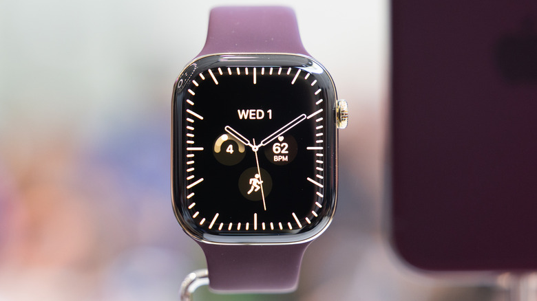 An Apple Watch Series 12 on display.