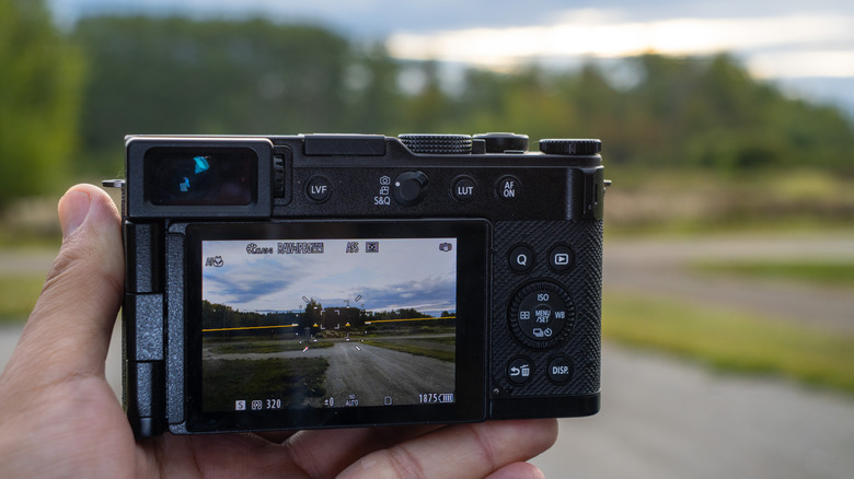 Panasonic's L10 compact camera is shown from the back