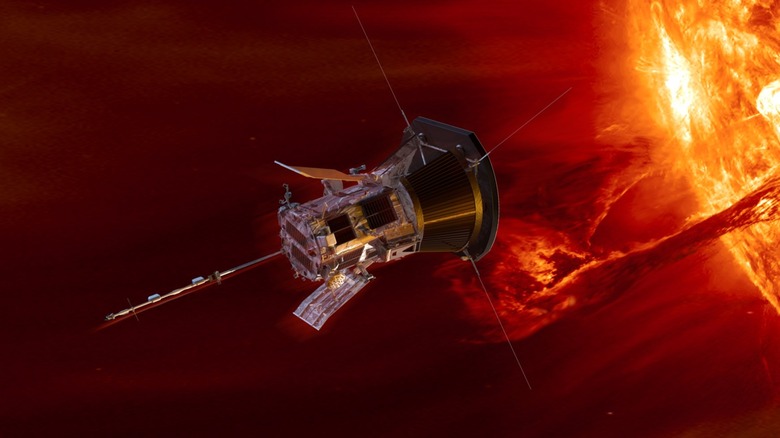 An artist's impression of the Parker Solar probe flying near the sun